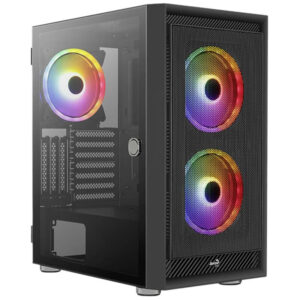 Carcasa Gaming Aerocool Graphite V2 neagra, MiddleTower, USB 3.0, Panou transparent