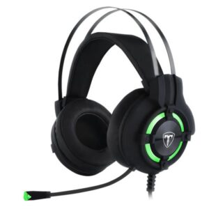 Casti Gaming T-DAGGER Andes Black, Stereo, Iluminare verde, 2x Jack 3.5mm, TRS, Difuzoare 40mm, Cablu 2m