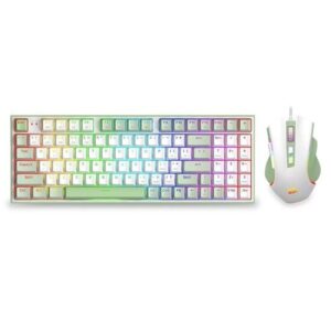 Kit tastatura mecanica si mouse Redragon Ultimate Gaming Rig albe iluminare RGB