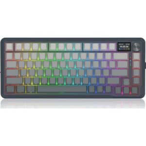 Tastatura gaming mecanica Bluetooth cu si fara fir Redragon Behemoth Pro neagra cu gri degrade iluminare RGB