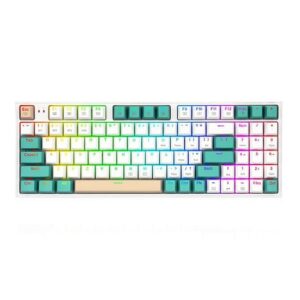 Tastatura gaming mecanica Bluetooth cu si fara fir Redragon Veigar alba iluminare RGB
