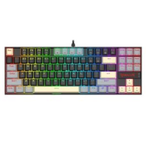 Tastatura gaming mecanica Redragon Kumara neagra cu gri iluminare RGB switch-uri rosii