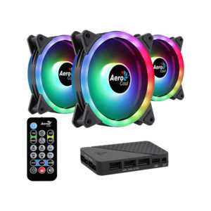 Ventilator Aerocool Duo 12 Pro ARGB 120mm Three Fan Pack cu controller H66F - Open BOX