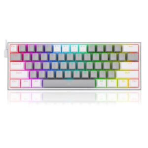 Tastatura gaming mecanica Redragon Fizz gri cu alb iluminare RGB switch-uri rosii